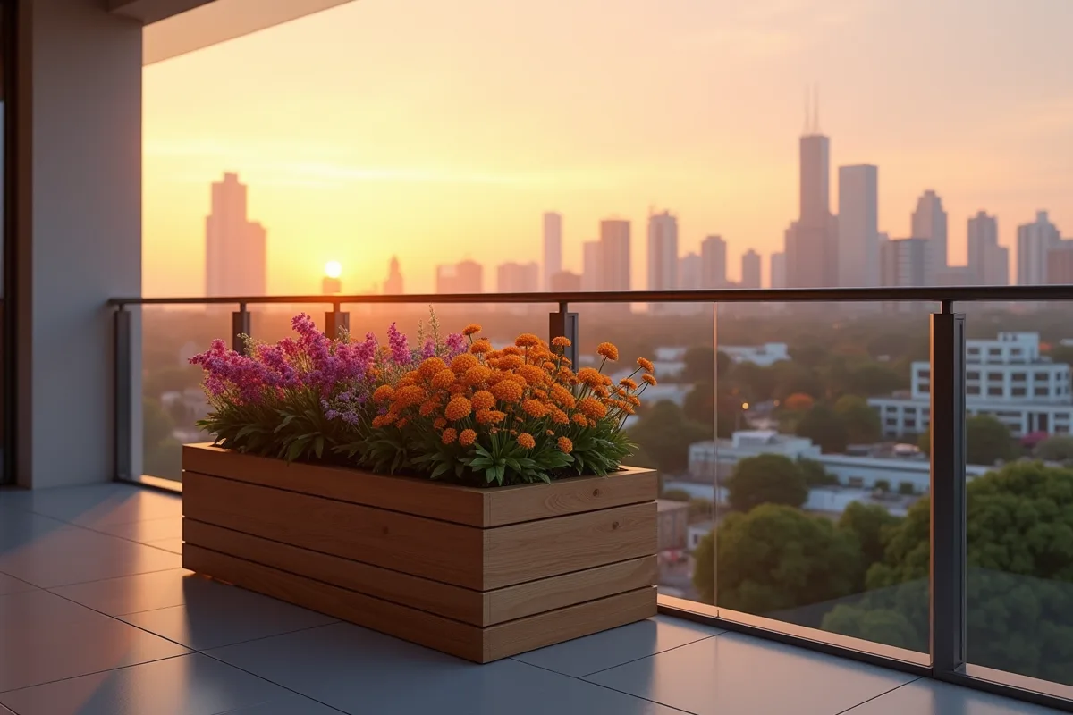 Bac à fleurs en bois au design contemporain et épuré