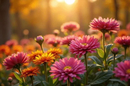 Fleurs colorées d'octobre dans un jardin automnal