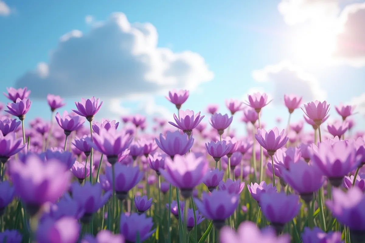 Fleurs sauvages violettes dans un pré en pleine floraison