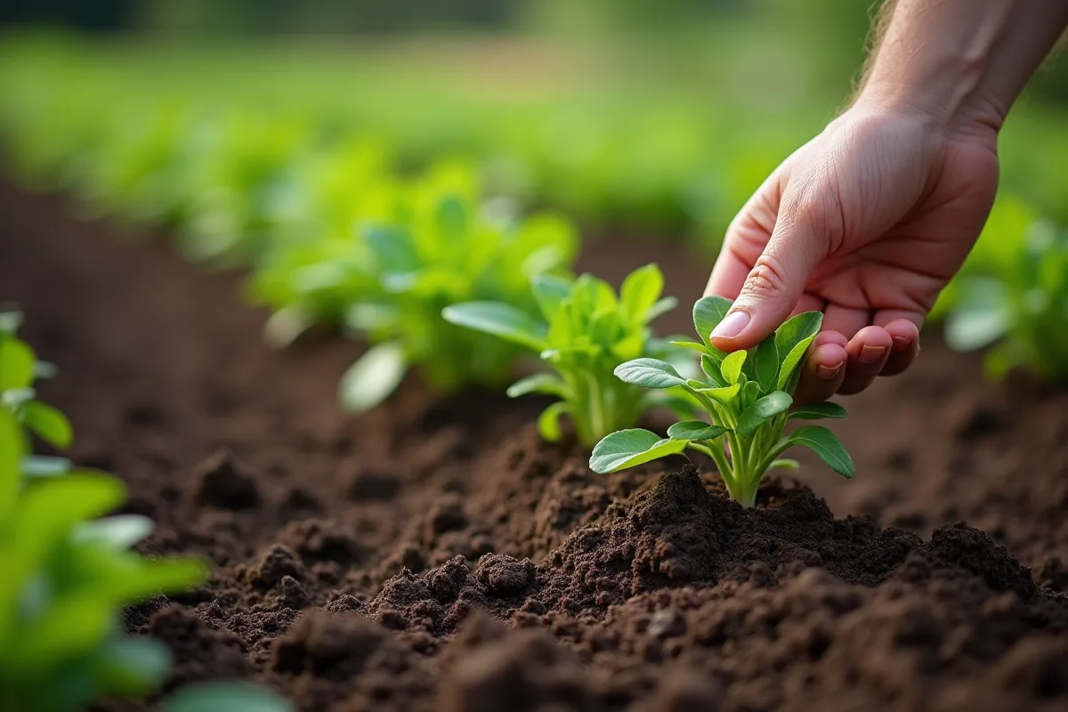 Mouron blanc dans une culture de jardin, plante envahissante et résistante