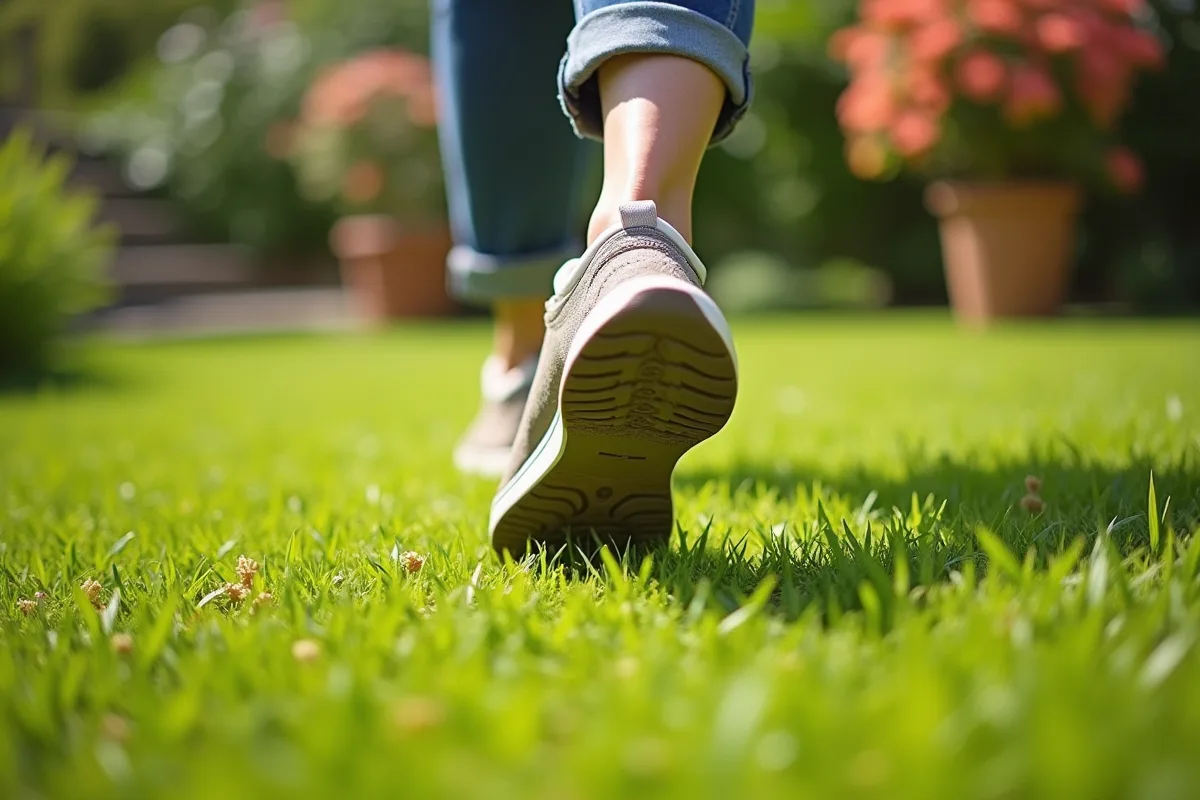 Gazon fraîchement posé dans un jardin avec des précautions à adopter